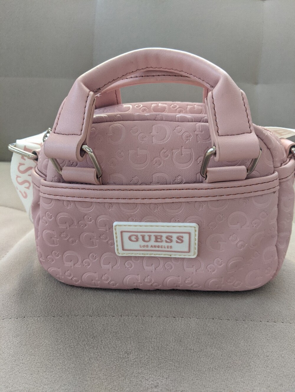 GUESS Los Angeles Pink Embossed Logo Mini Satchel